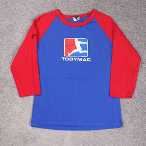 Toby Mac Raglan Logo Youth Large Blue Red Long Sleeve T-Shirt